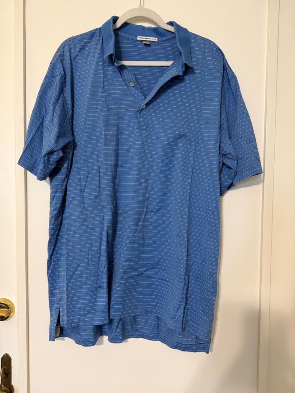Peter Millar Light Blue Thin-Striped Polo